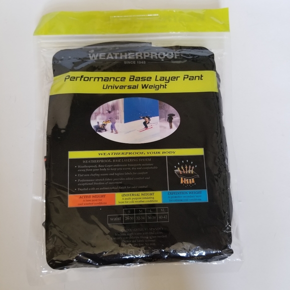 Mens Weatherproof Performance Base Layer Pant Black Size Medium Waist 32-34 - Picture 2 of 5